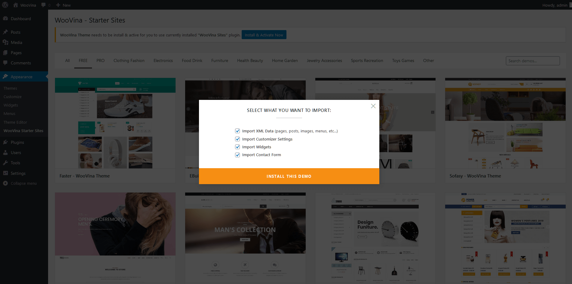 How to Import a Website Demo
