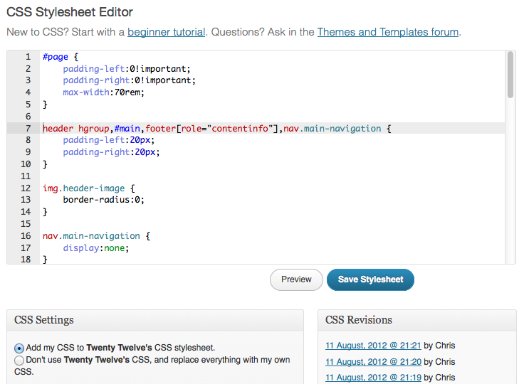 Jetpack’s built-in CSS editor.