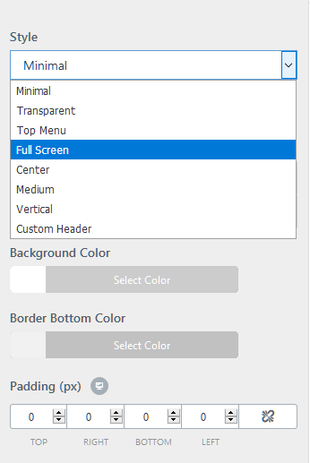 Header style and padding