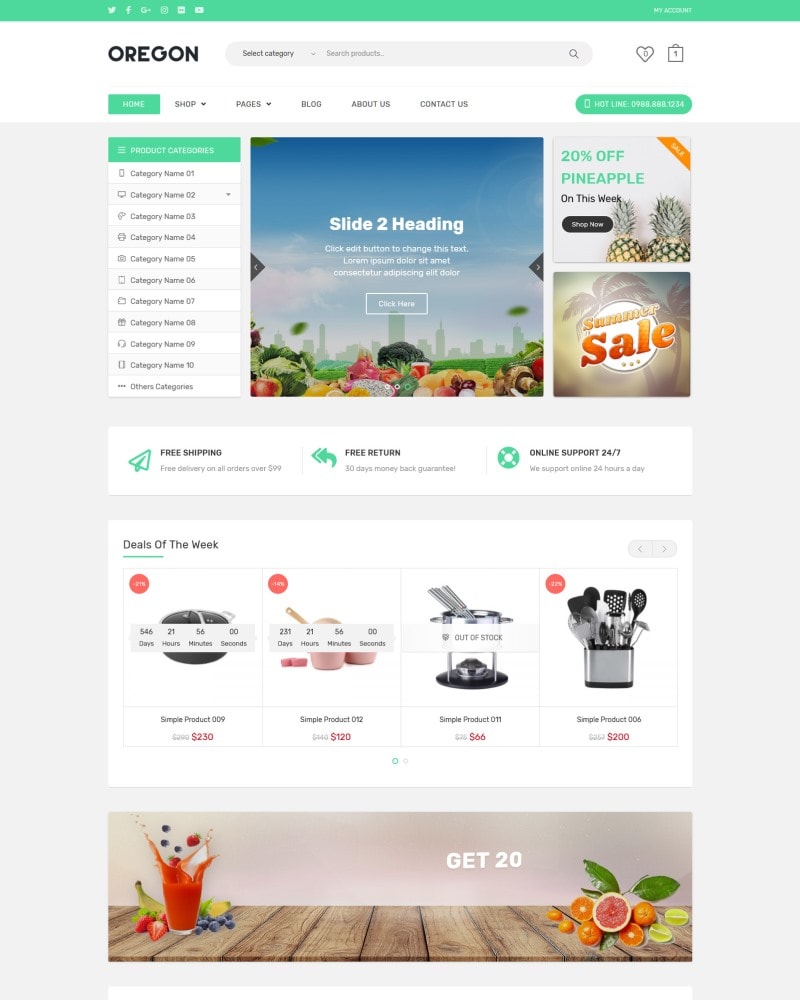 Oregon - Website Template for Organic Food Shop