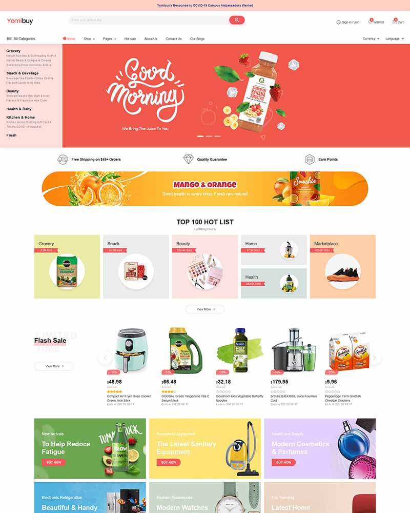 Yomibuy - Website Template for Grocery, Supermarket