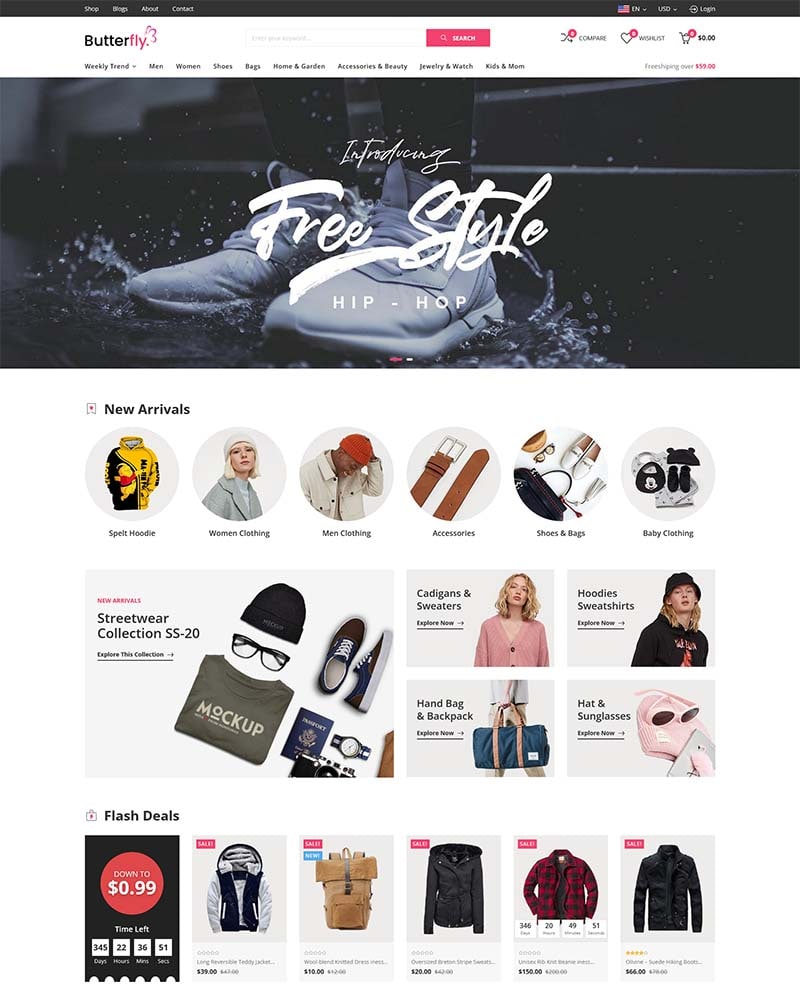 Butterfly - Website Template for Fashion Clothes Online