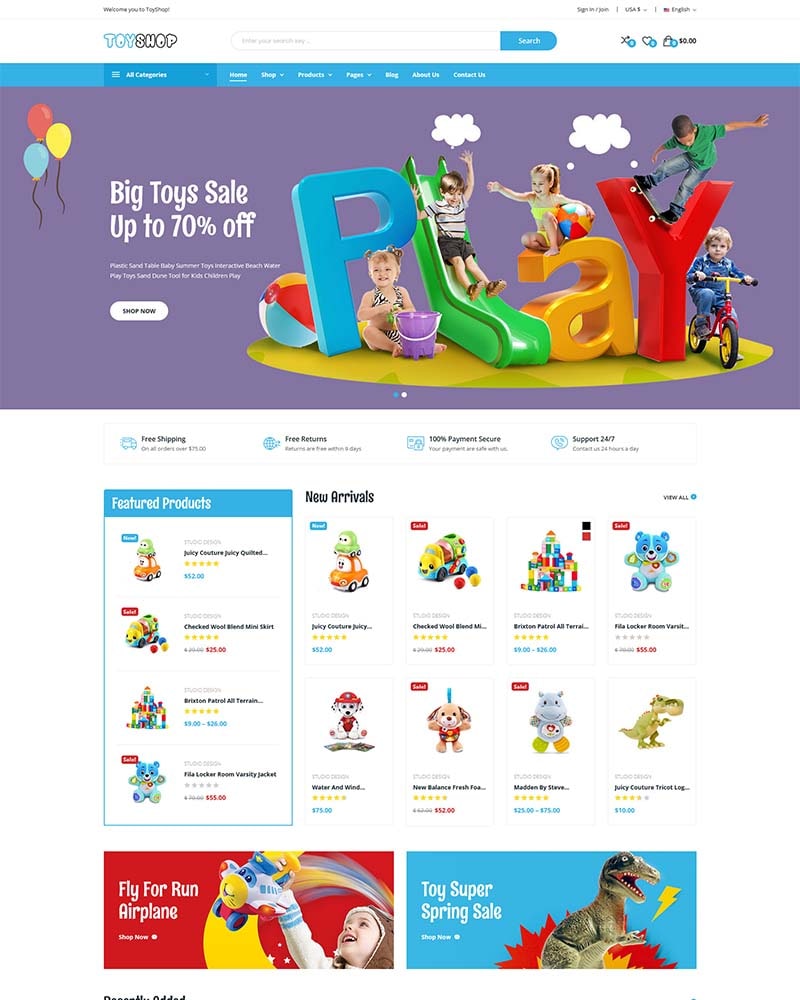 Toyshop - Website Template for Kids Toys Shop